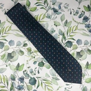 Christian Dior Navy Paisley Print Silk Blend Classic Neck Tie
